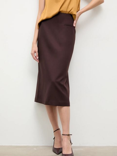 Answear.LAB spódnica kolor bordowy midi ołówkowa