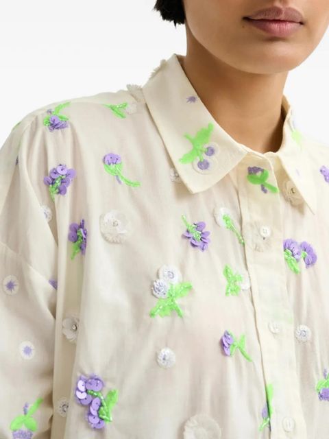 Essentiel Antwerp floral embroidered shirt - Green
