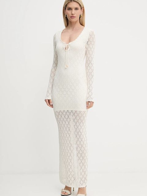 Guess sukienka ALBA kolor beżowy maxi prosta W5YK85 Z0010 - zdjęcie produktu nr 1