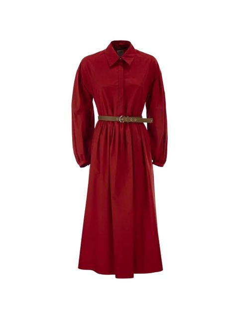 Max Mara balloon-sleeve pleated cotton midi dress - Red - zdjęcie produktu nr 1