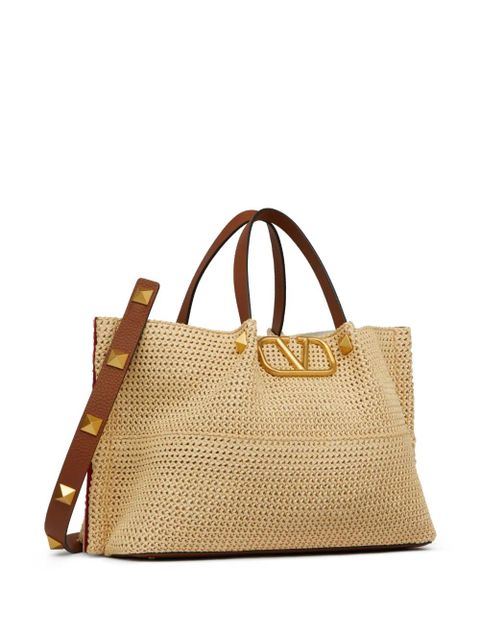 Valentino Garavani medium Summer straw tote bag - Neutrals