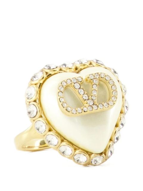 Valentino Garavani heart-shape crystal-embellished ring - Gold