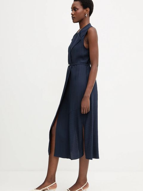 BOSS sukienka kolor granatowy midi prosta 50548494