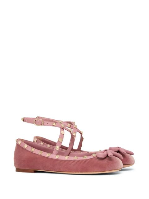 Valentino Garavani Rockstud velvet ballet flats - Pink - zdjęcie produktu nr 2