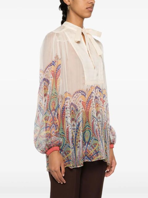 ETRO graphic-print silk blouse - Neutrals