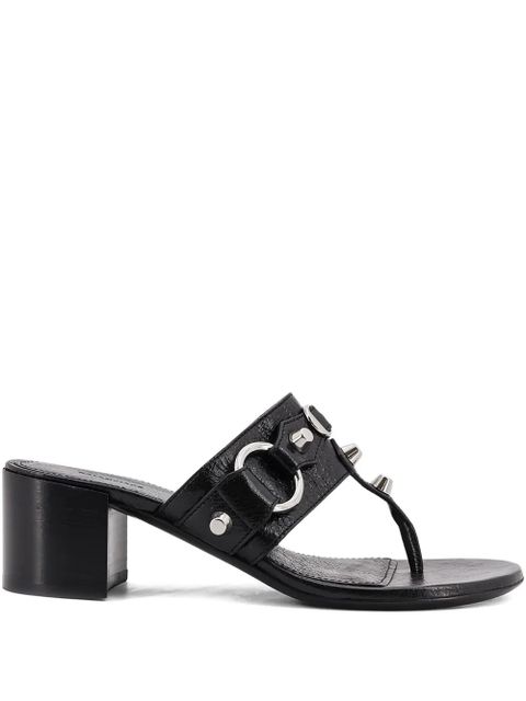 Balenciaga 50mm studs buckle leather heeled sandals - Black - zdjęcie produktu nr 1