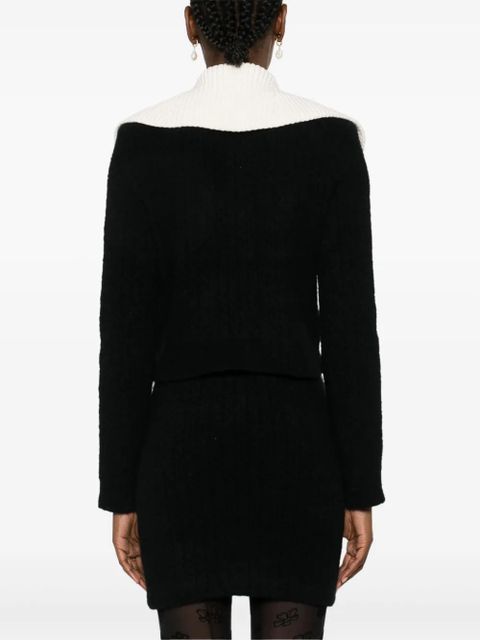 Self-Portrait contrast-trim cardigan - Black