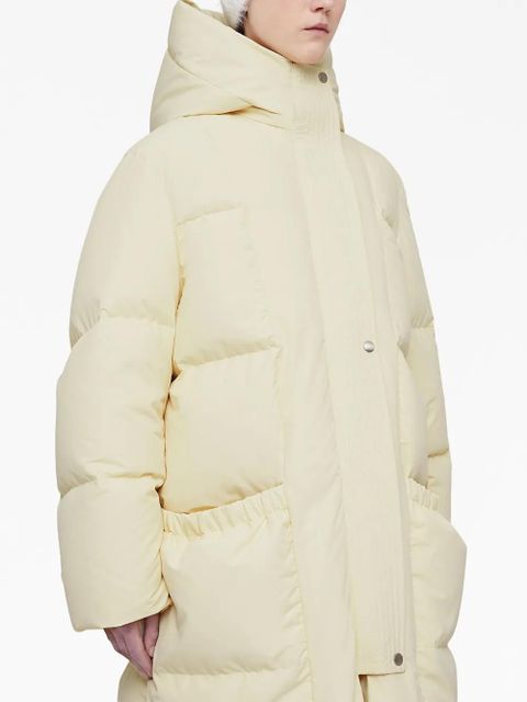 Jil Sander hooded quilted down coat - White