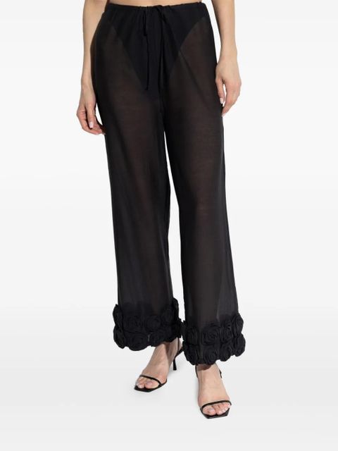 Oséree floral-appliqué trousers - Black