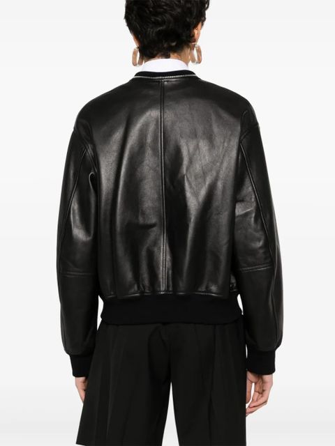 Jil Sander leather bomber jacket - Black