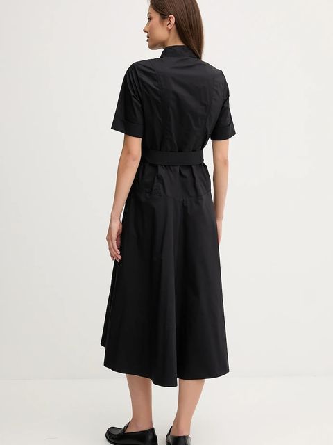 Dkny sukienka bawełniana kolor czarny midi rozkloszowana DJ5D9065 - zdjęcie produktu nr 2