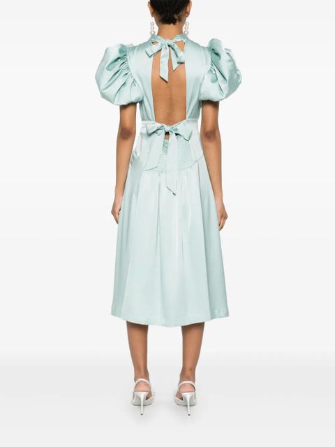ROTATE BIRGER CHRISTENSEN puff-sleeve satin midi dress - Blue