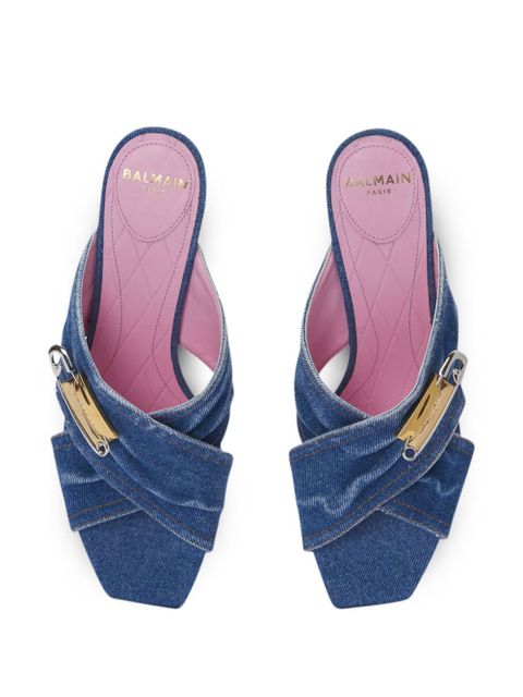 Balmain saftey-pin denim mules - Blue - zdjęcie produktu nr 2