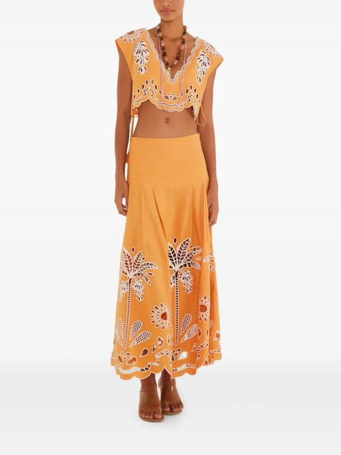 FARM Rio embroidery camel skirt - Orange - zdjęcie produktu nr 2