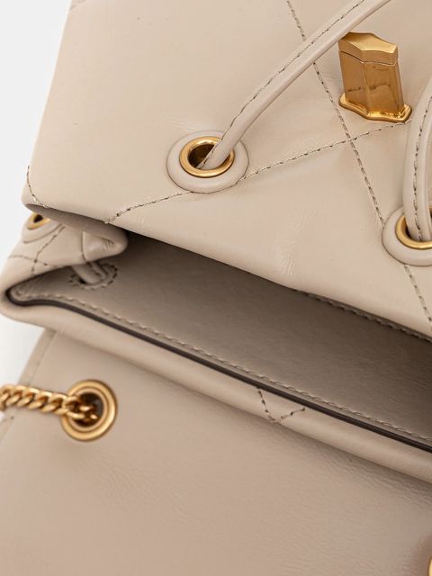 Tory Burch plecak skórzany Kira Diamond damski kolor beżowy mały gładki 170485-250