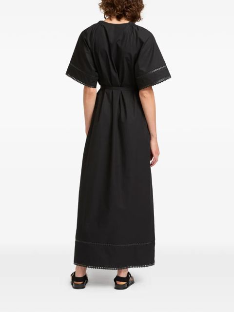 Yves Salomon short-sleeve leather-detail maxi dress - Black