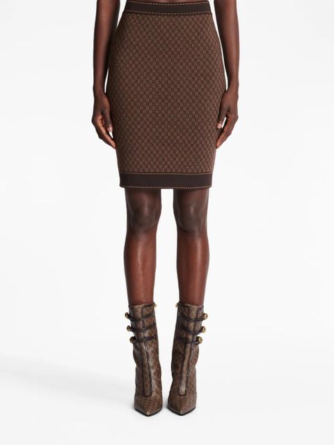 Balmain monogram-jacquard skirt - Brown