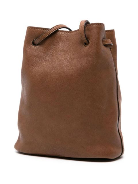 Miu Miu mini logo-embossed bucket bag - Brown