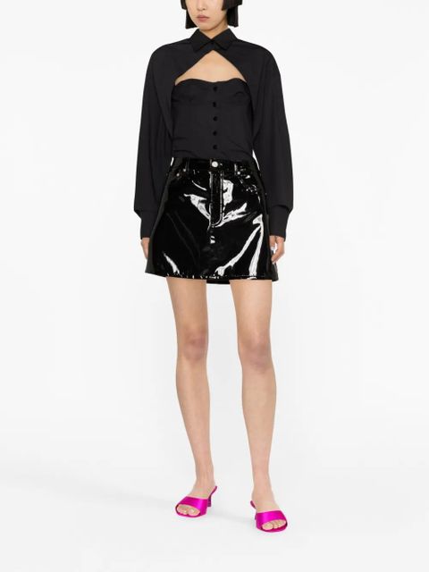 The Attico cut-out corset-style cotton shirt - Black