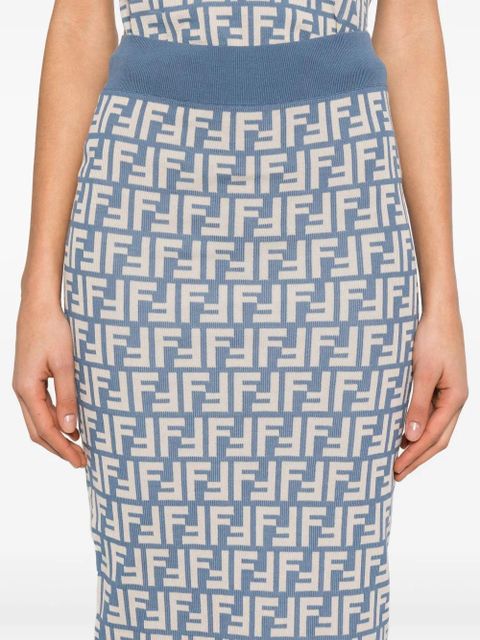 FENDI FF-jacquard midi skirt - Blue