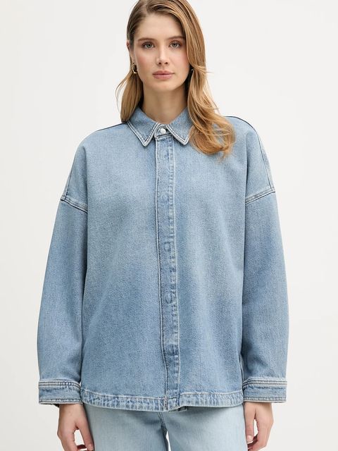 Calvin Klein Jeans koszula jeansowa damska kolor niebieski relaxed z kołnierzykiem klasycznym LV047E753G - zdjęcie produktu nr 1