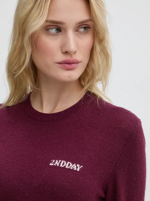 2NDDAY sweter z domieszką wełny Lance TT damski kolor bordowy lekki 2245343408