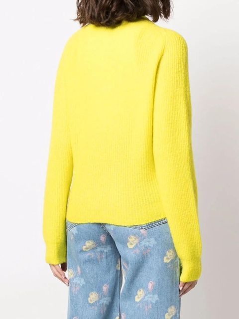 GANNI crystal-embellished button cardigan - Yellow