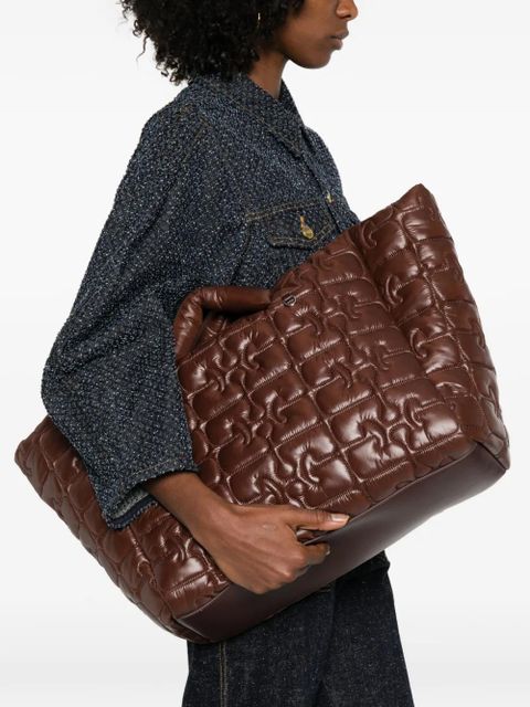 GANNI Quilted Re-Tech XXL tote bag - Brown