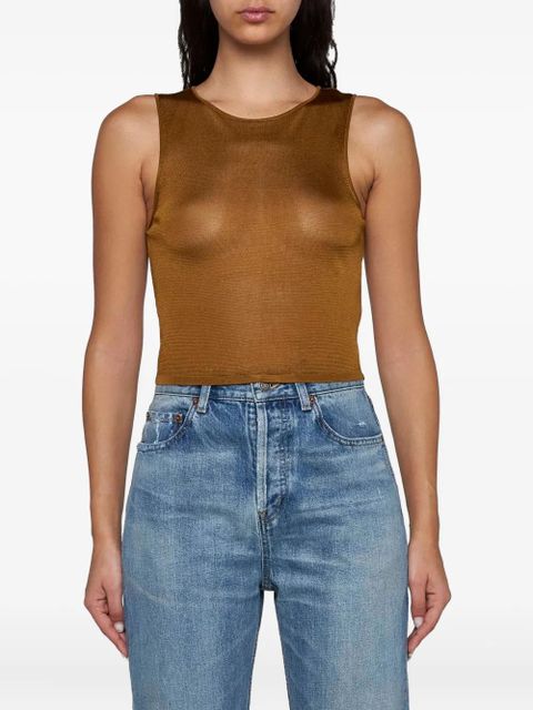Saint Laurent knitted cropped tank top - Brown