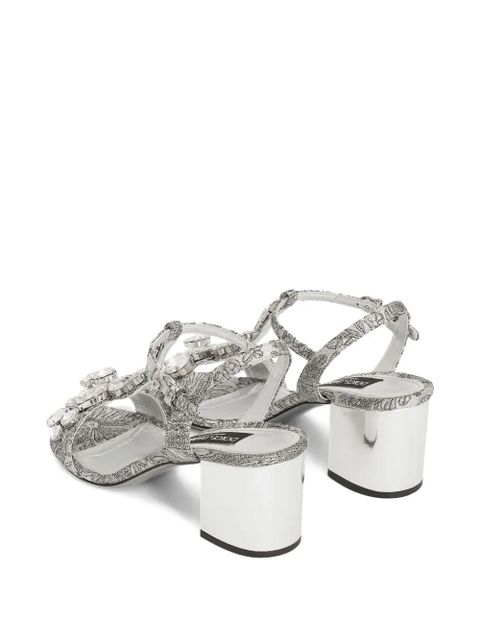 Dolce & Gabbana 60mm embroidery brocade sandals - Silver - zdjęcie produktu nr 2