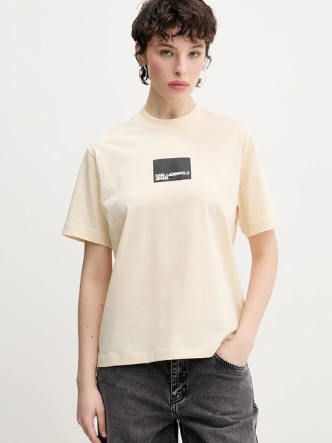 Karl Lagerfeld Jeans t-shirt bawełniany damski kolor beżowy A1W17006 - zdjęcie produktu nr 1
