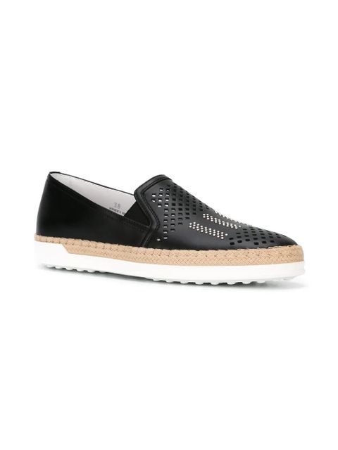 Tod's fringed slip on espadrilles - Black