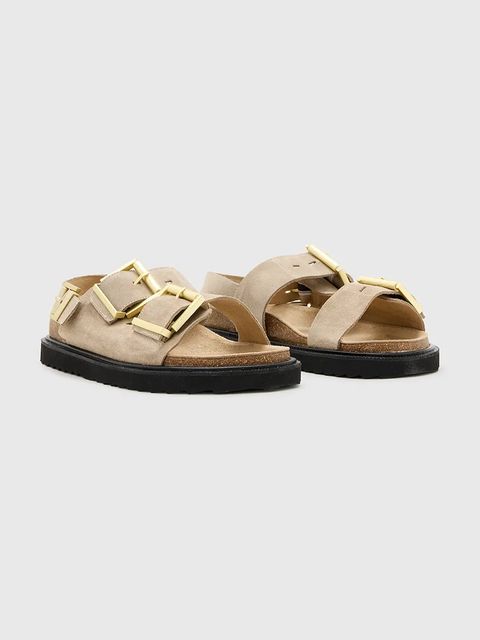 AllSaints sandały zamszowe Isla Sandal damskie kolor beżowy W045FC