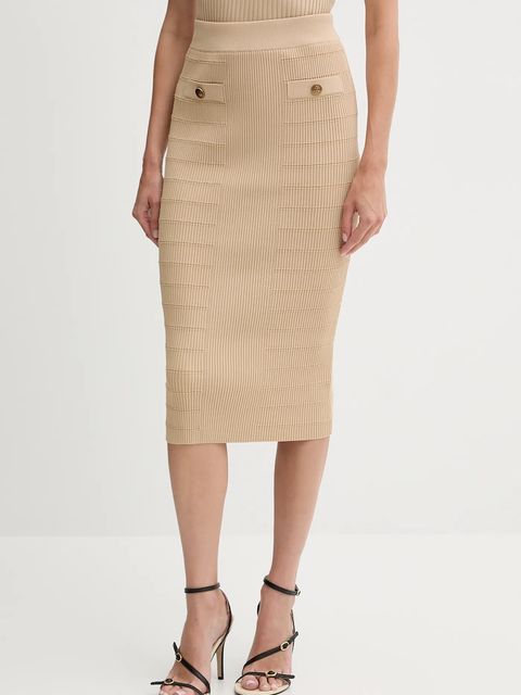 Guess spódnica EVANGELINE kolor beżowy midi ołówkowa W5YD66 Z0130 - zdjęcie produktu nr 1