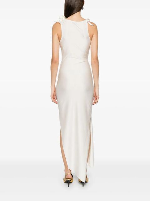 Coperni asymmetric flower maxi dress - White