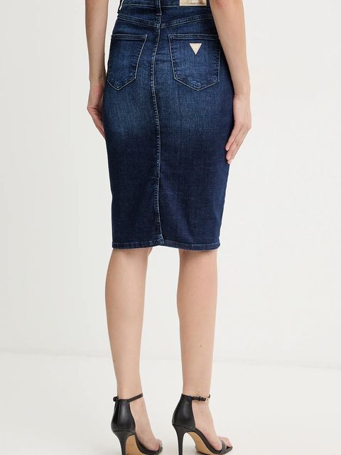 Guess spódnica jeansowa RILEY kolor granatowy midi ołówkowa W5BD1T D0791