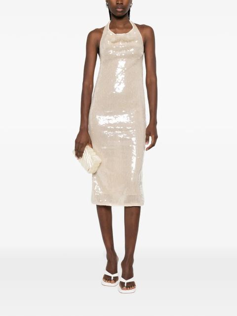 Oséree halterneck midi dress - Neutrals - zdjęcie produktu nr 2