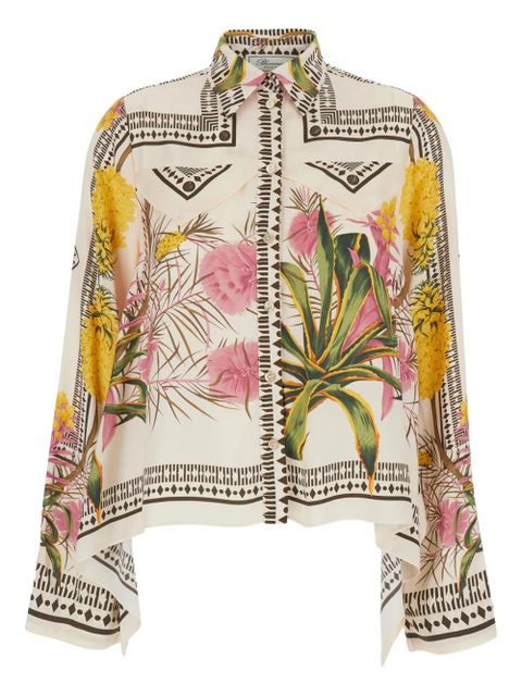 Blumarine floral print collared shirt - Neutrals - zdjęcie produktu nr 1