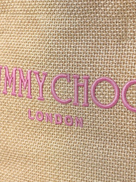 Jimmy Choo logo-embroidered tote bag - Brown
