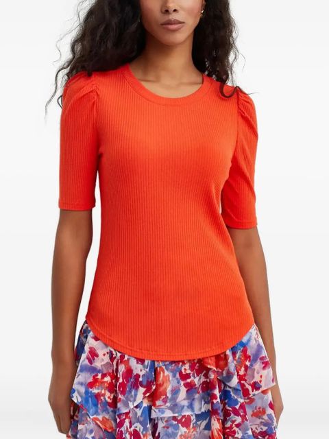 Lauren Ralph Lauren puff-sleeve ribbed top - Orange