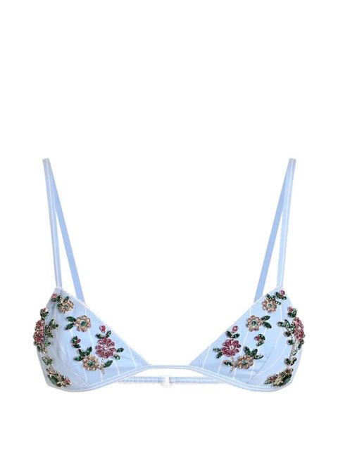 Dolce & Gabbana striped poplin bra with embroidery - Blue - zdjęcie produktu nr 1