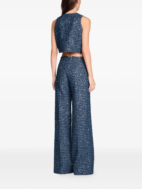 SANDRO sequin-embellished cropped waistcoat - Blue