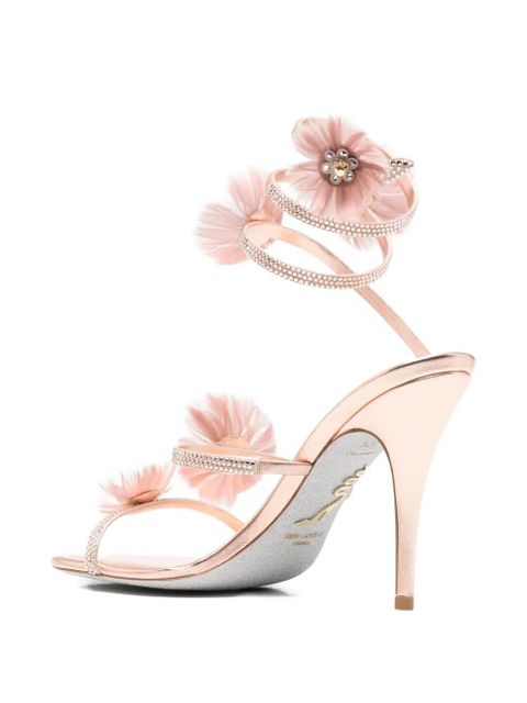 René Caovilla Jolenefloral-embellished sandals - Pink