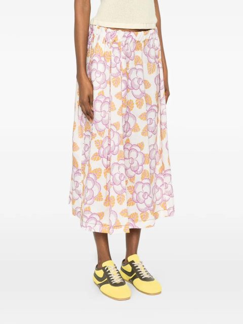 Marni floral-print mid skirt - Neutrals
