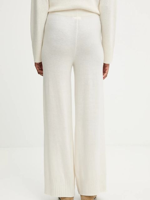 United Colors of Benetton spodnie z dodatkiem wełny damskie kolor beżowy szerokie high waist 102HDF00Z