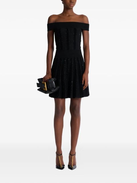Balmain off-shoulder glittered dress - Black - zdjęcie produktu nr 2