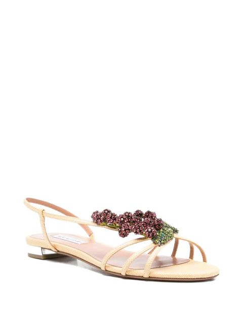 Aquazzura crystal-embellished raffia sandals - Neutrals - zdjęcie produktu nr 2