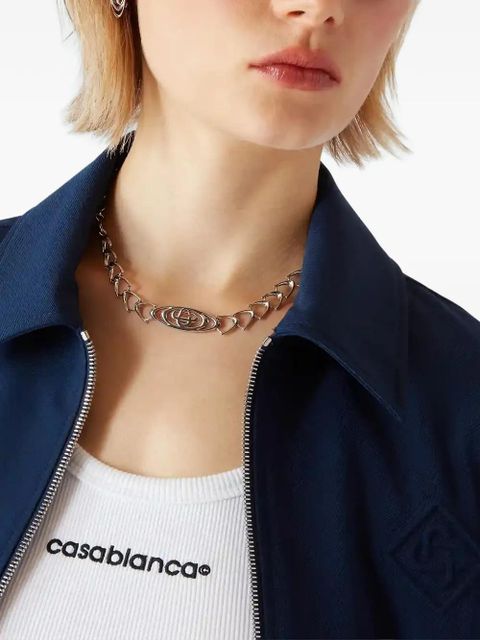 Casablanca emblem zip jacket - Blue