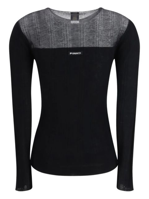 PINKO sheer ribbed top - Black