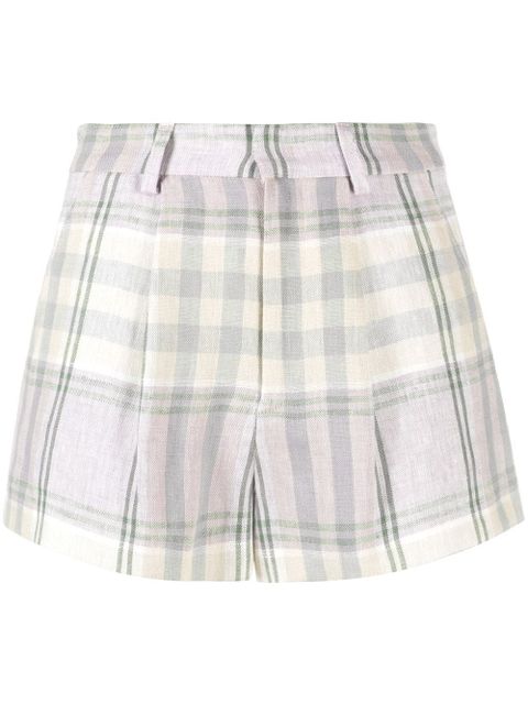 MARANT ÉTOILE checked linen shorts - Purple - zdjęcie produktu nr 1
